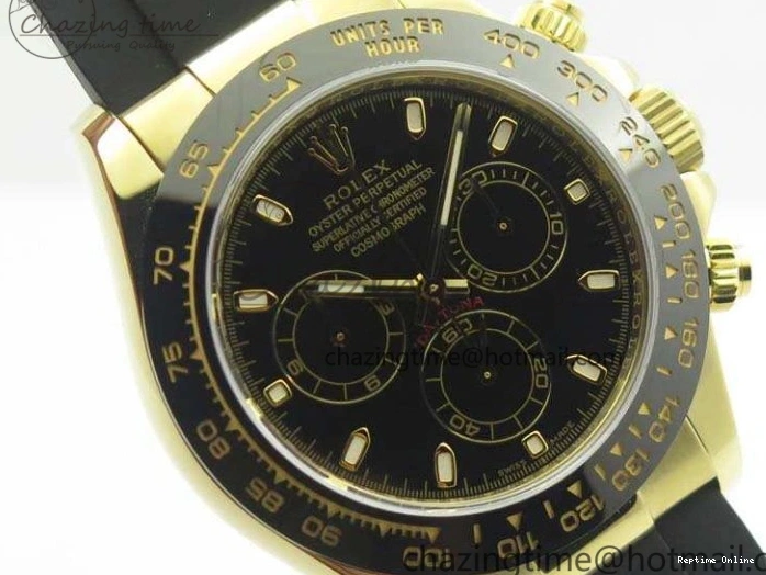 0109 Tailored Daytona 116518 LN YG ARF 1:1 Best Edition Black Dial On Rubber Strap A4130 Super Clone 3479